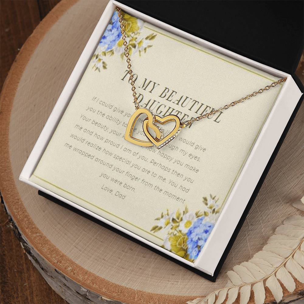 To My Daughter From Dad Interlocking Hearts Necklace Father To Daughter Gift Birthday Gift To Daughter From Dad Daughter Necklace
