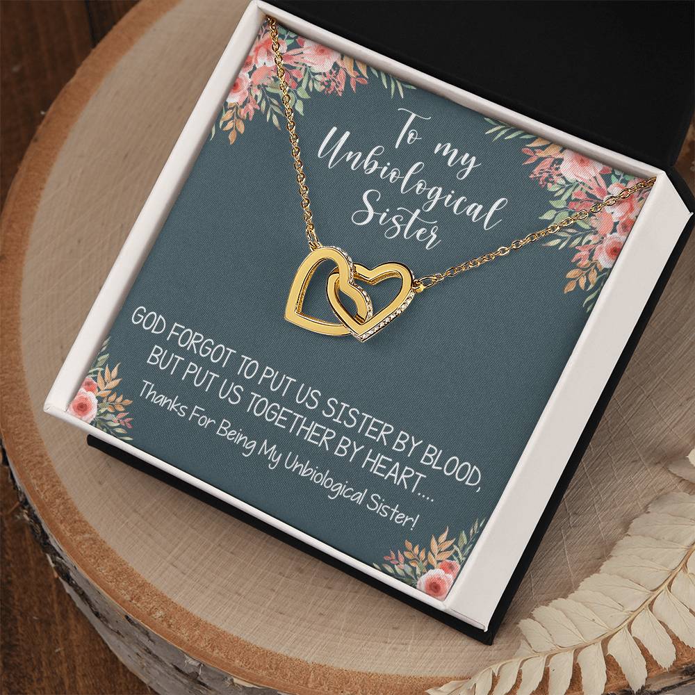 Unbiological Sister Interlocking Hearts Necklace Gift Best Friend Necklace Soul Sister Bridesmaid Gift Bff Gift