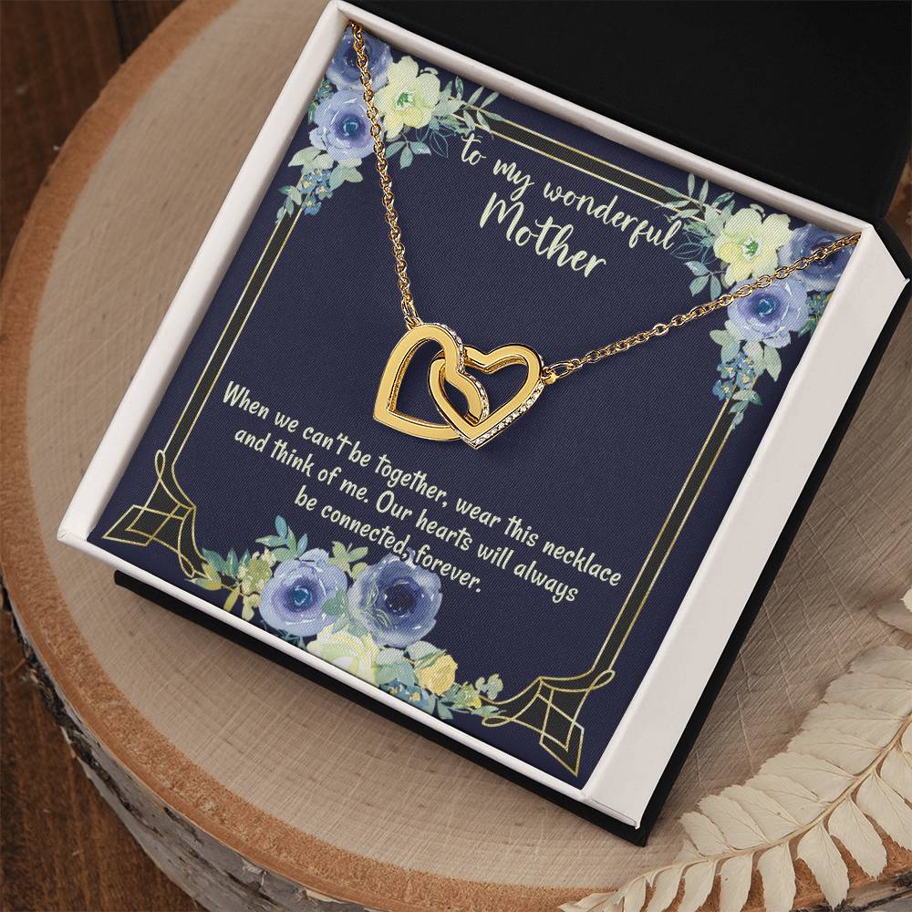 To My Wonderful Mother Our Hearts Will Always Be Connected Necklace Gift For Mom From Daughter Gift From Son Birthday Gift Mother'S Day Christmas Gift Celebration Interlocking Hearts Necklace