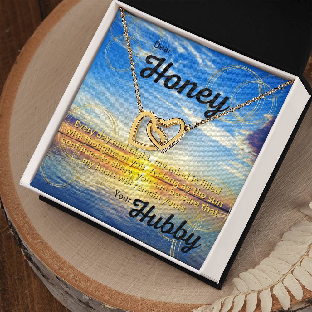 Husband To Wife Gift Partner Bae Girlfriend Significant Other. As Long As The Sun Continues To Shine You Can Be Sure That My Heart Will Remain Yours. Interlocking Hearts Necklace