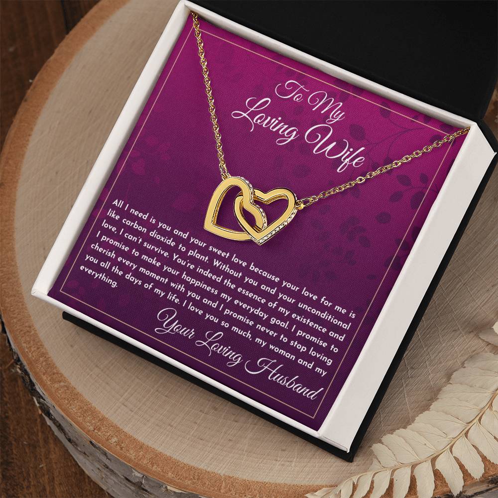 Gift For Wife All I Need Is You And Your Sweet Love Interlocking Hearts Necklace