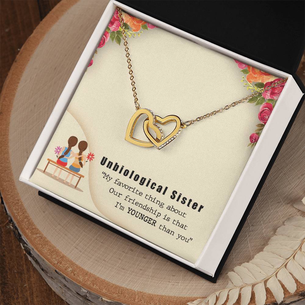 Unbiologocal Sister Interlocking Hearts Necklace