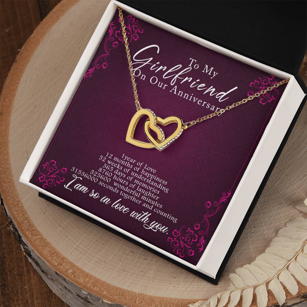 1 Anniversary Girlfriend Interlocking Hearts Necklace