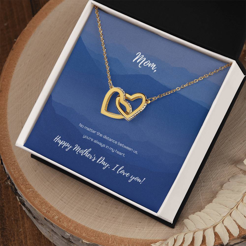 No Matter The Distance - Mother'S Day Two Hearts Necklace Interlocking Hearts Necklace