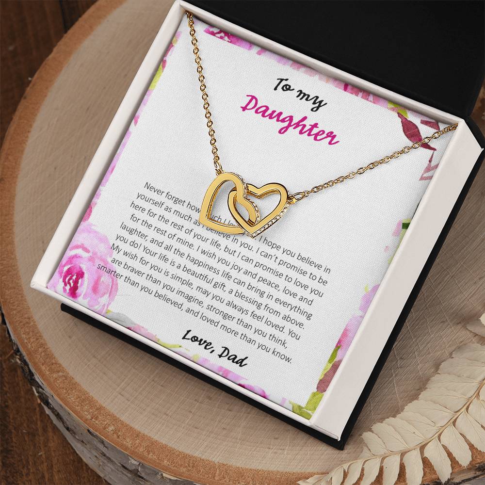 To My Daughter Never Forget How Much I Love You - Love Dad Interlocking Hearts Necklace