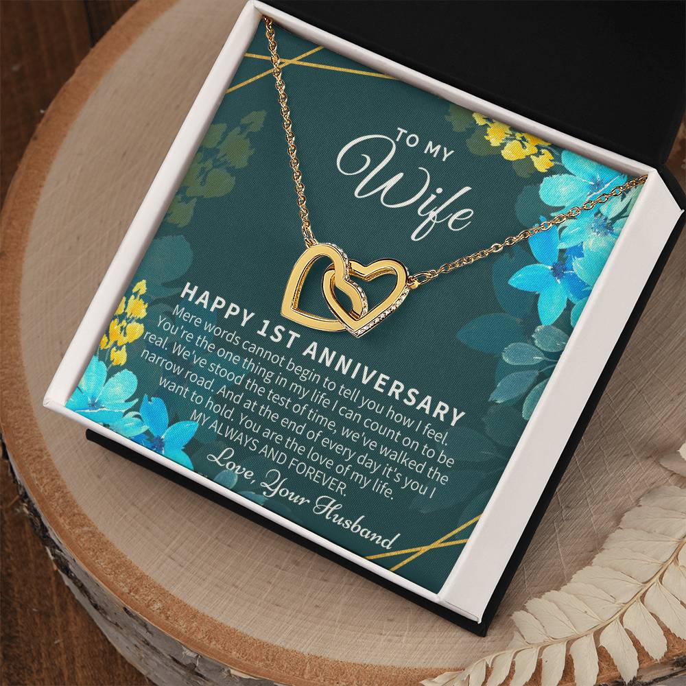 1St Anniversary Gift For Wife 1St Wedding Anniversary One Year Anniversary Gifts First Year Anniversary First Anniversary Gift For Her Interlocking Hearts Necklace