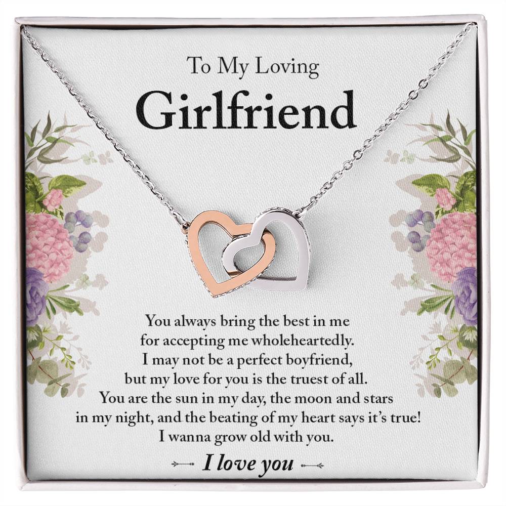 To My Loving Girlfriend - Interlocking Heart Pendant Necklace Interlocking Hearts Necklace