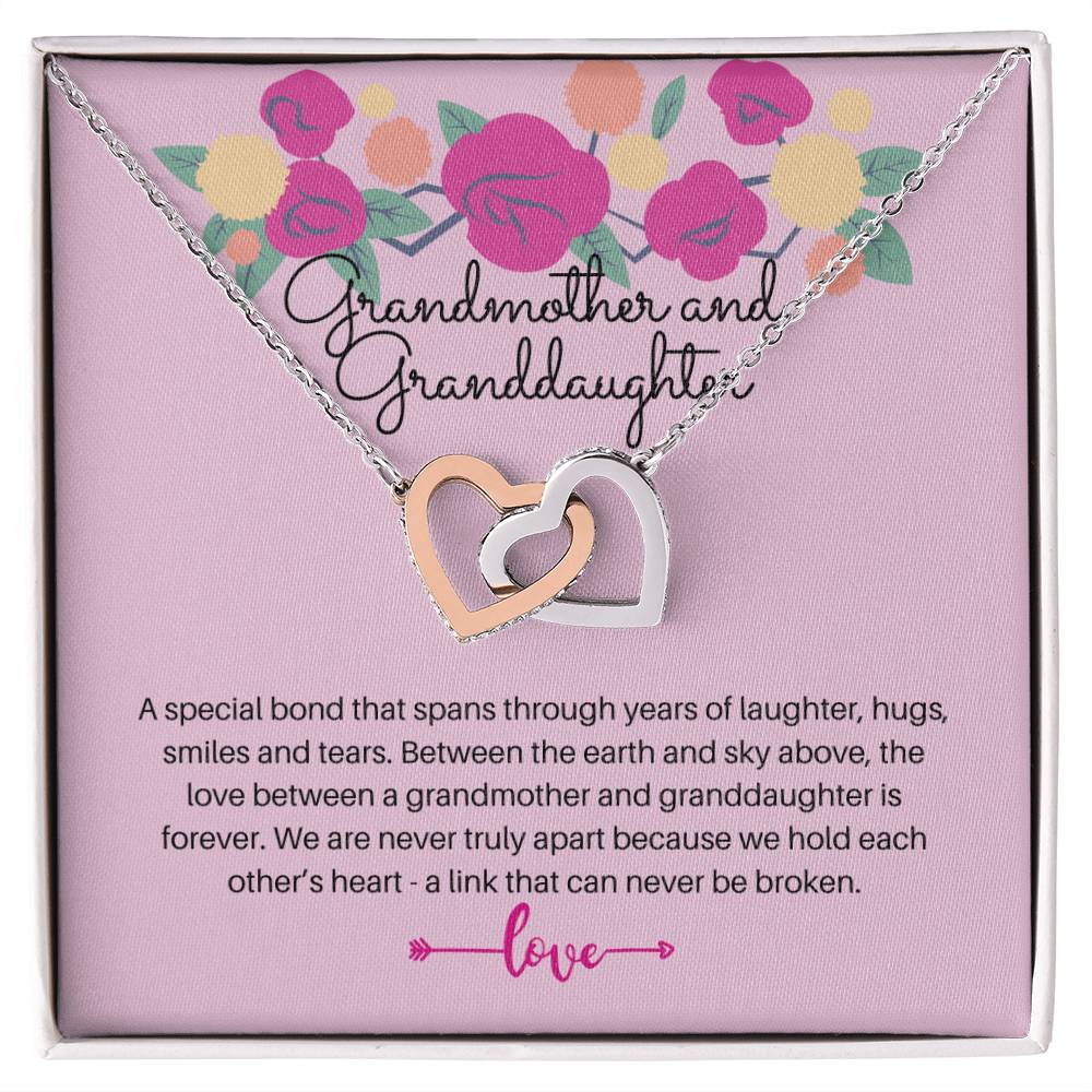 Grandmother And Granddaughter - A Special Bond So Strong It Cannot Be Broken Interlocking Hearts Necklace