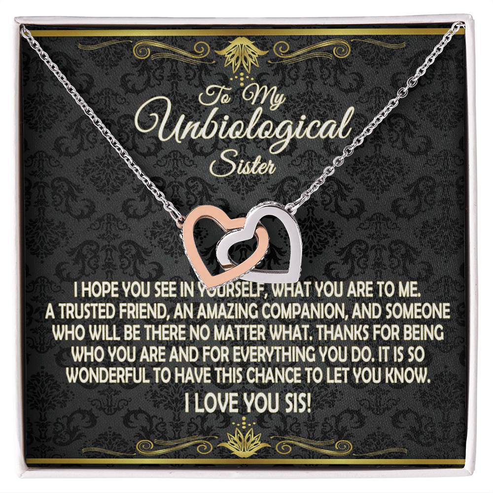 To My Unbiological Sister - Interlocking Hearts Necklace - Eudora Collection