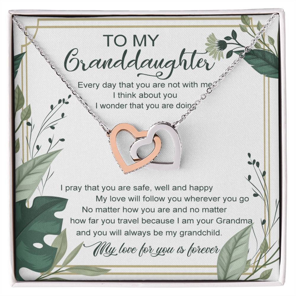 To My Granddaughter Interlocking Heart Necklace Interlocking Hearts Necklace