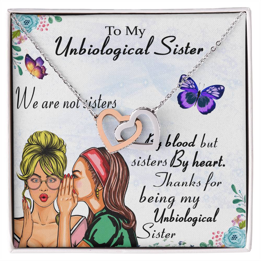 To My Unbiological Sister Necklace Interlocking Hearts Necklace