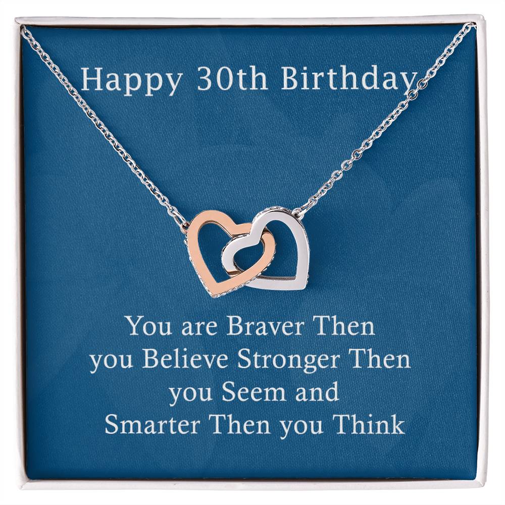 Happy 30Th Birthday Gifts For Girls Or Women Interlocking Hearts Necklace