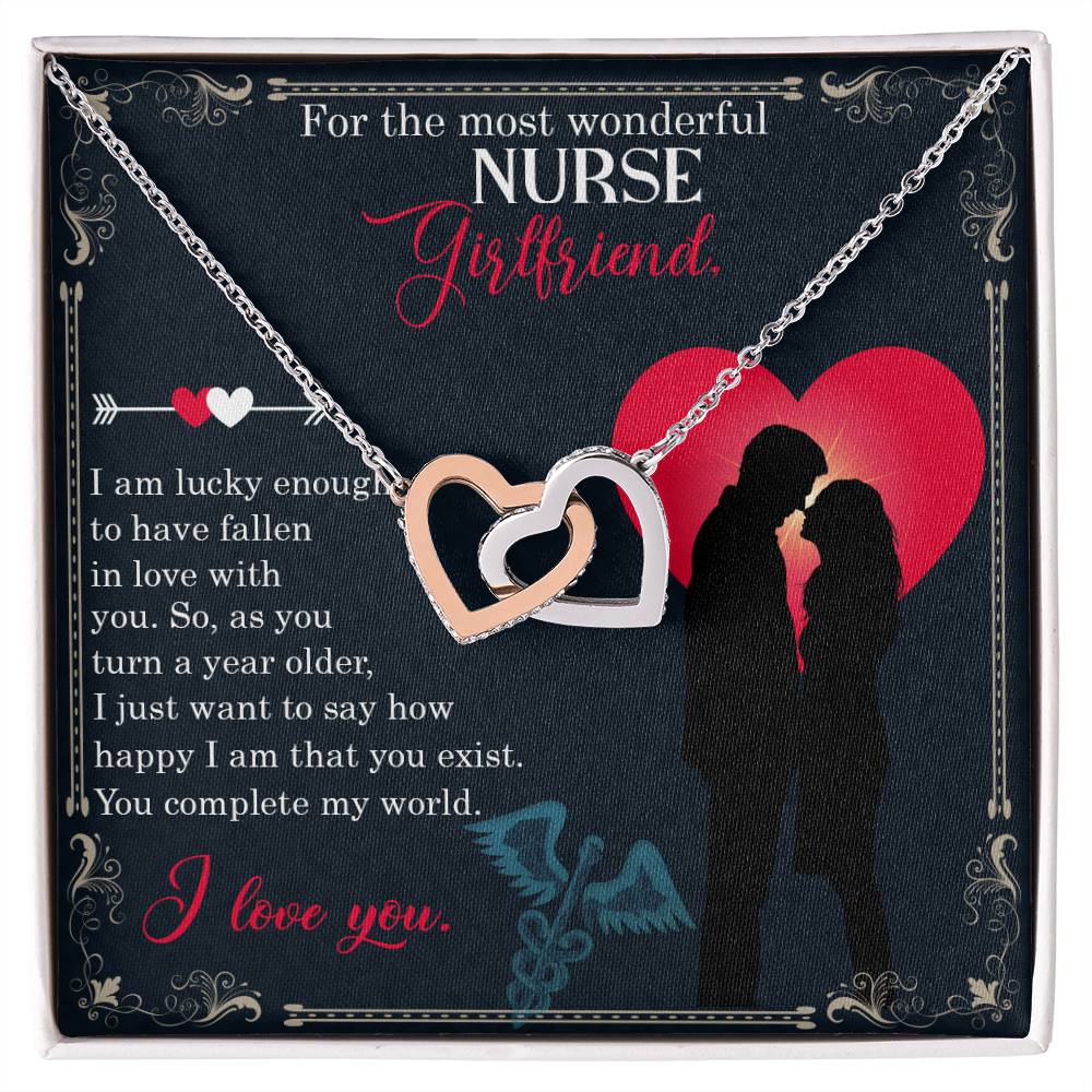 Gifts For Birhday Nurse Girlfriend Necklace Cards Anniversary Gifts For Women Gold Jewelry Interlocking Hearts Necklace