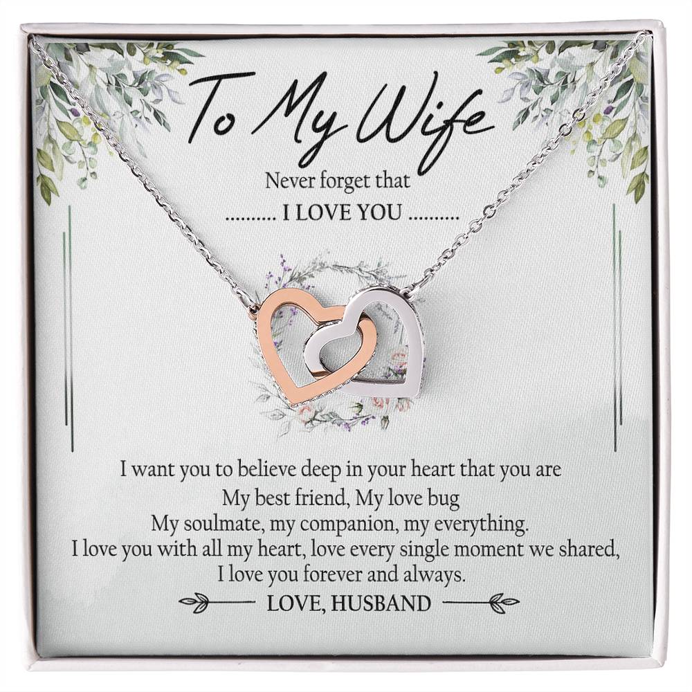 To My Wife My Best Friend Interlocking Hearts Necklace Mother'S Day Message Card