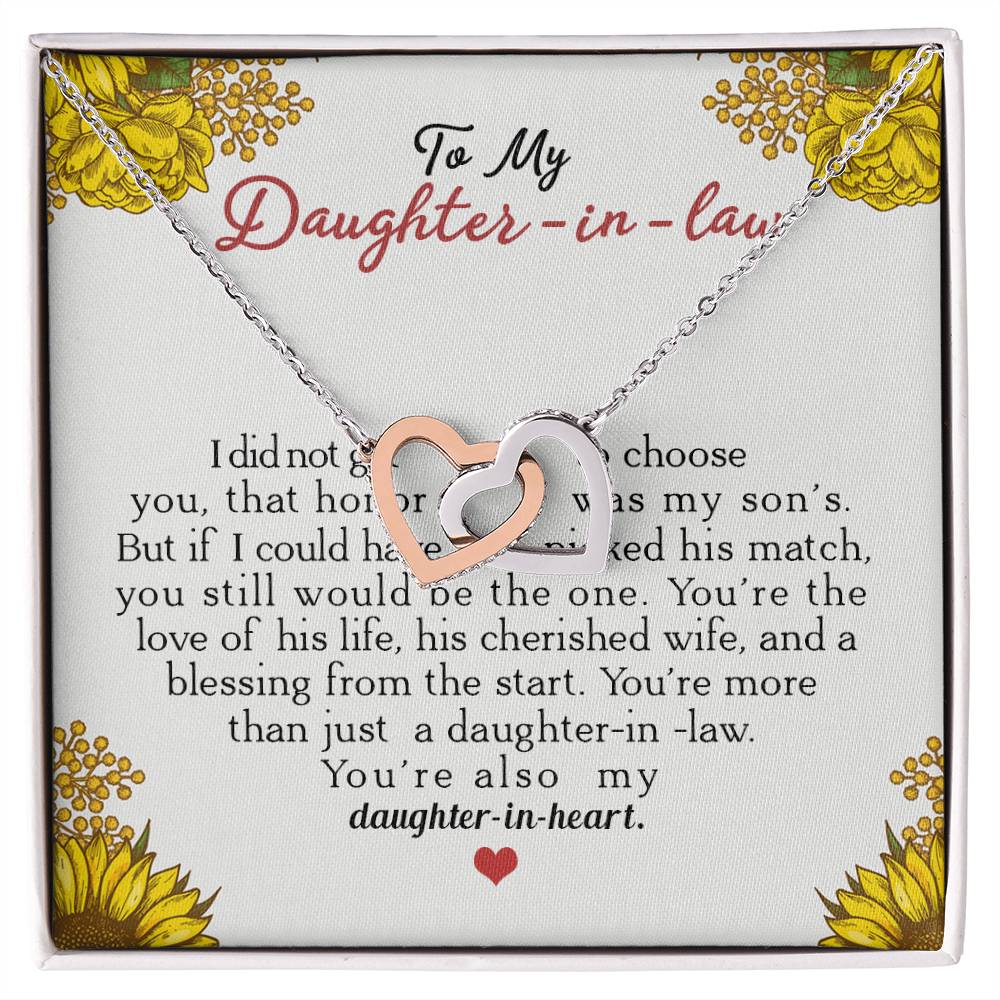 To My Daughter-In-Law You'Re Also My Daughter In Heart Interlocking Hearts Necklace