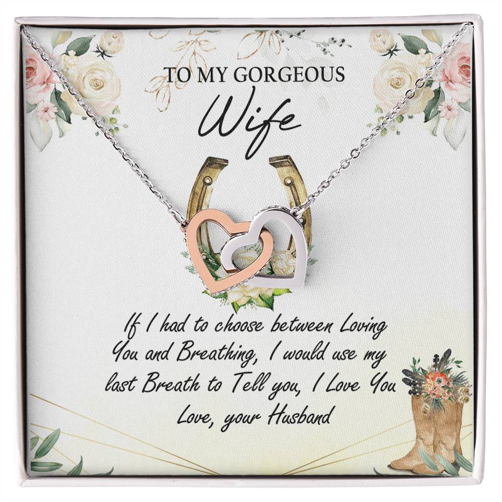 To My Gorgeous Wife Interlocking Hearts Necklace Mother'S Day Message Card