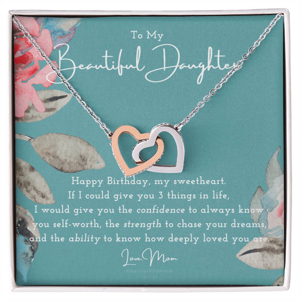 To My Daughter Daughter Necklace Anniversary Gift For Daughter Daughter Gift Gift For Daughter Birthday Gift Daughter Birthday Necklace Gift With Message Card Interlocking Hearts Necklace