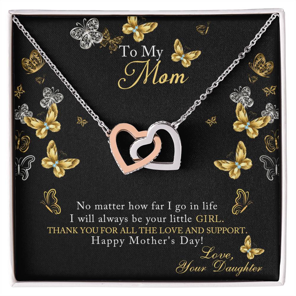 To My Daughter Giraffe Necklace-Message Card Jewelry-Mom To Daughter Gift-Meaningful Necklace-Mother Daughter-Birthday Gift For Daughter Interlocking Hearts Necklace