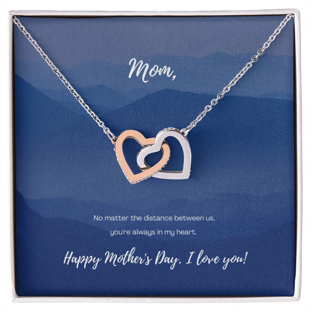 No Matter The Distance - Mother'S Day Two Hearts Necklace Interlocking Hearts Necklace