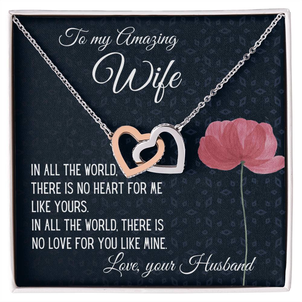 Gift For Wife There Is No Heart For Me Like Yours Interlocking Hearts Necklace B