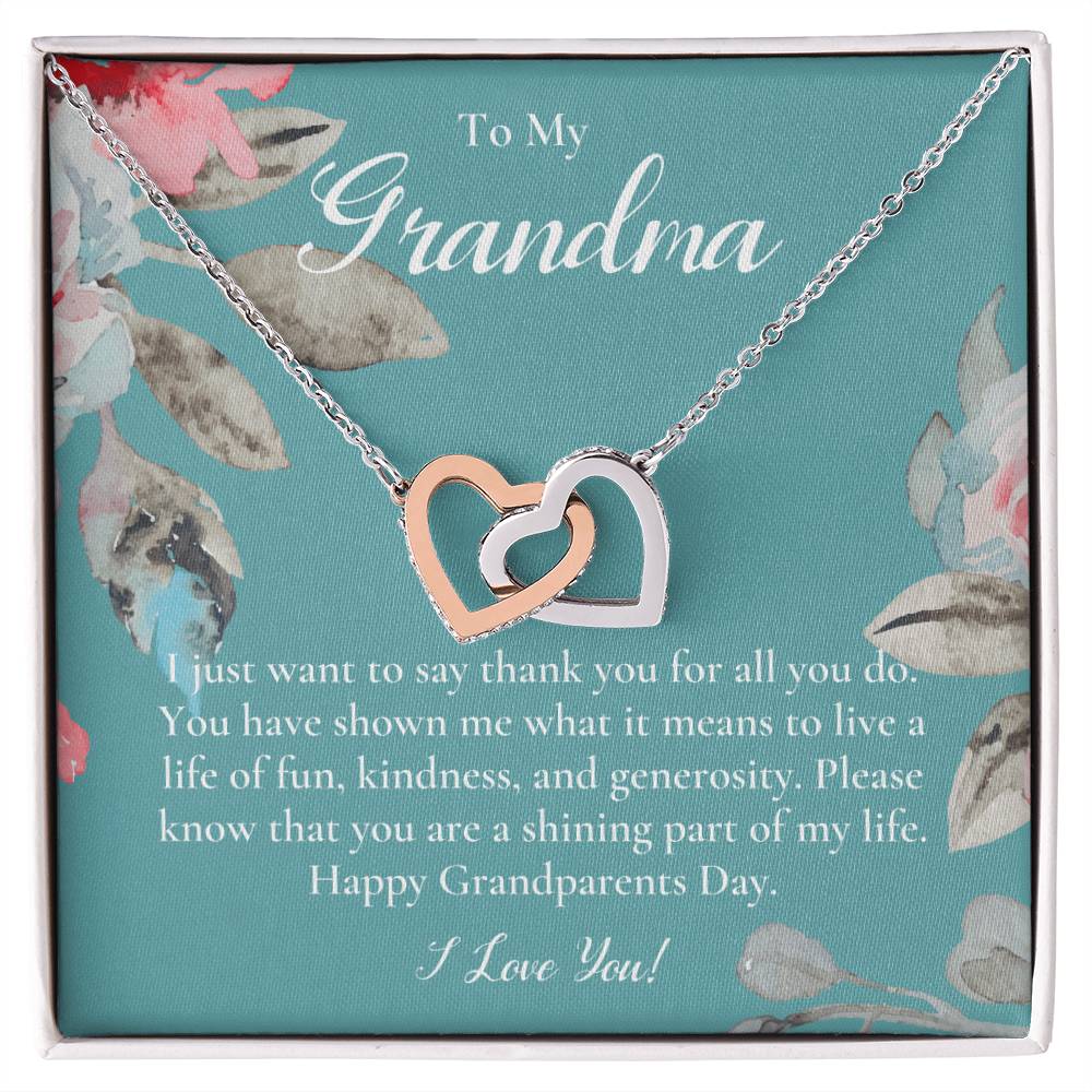 Gift For Grandma Necklace Grandmother Birthday Gift From Granddaughtergrandson To My Grandma Necklace Gift Grandmother Gift Grandparents Day Gift Interlocking Hearts Necklace