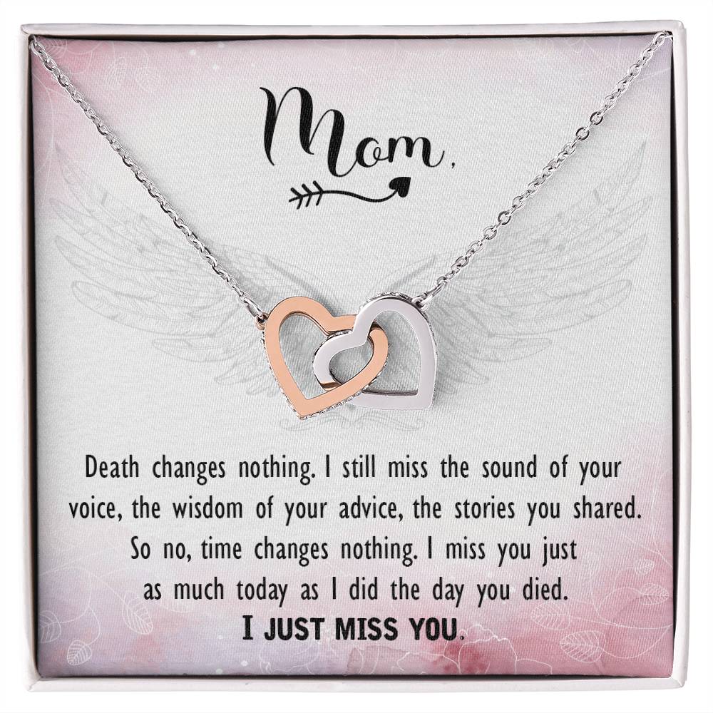 Mom - I Just Miss You - Interlocking Heart Necklace Interlocking Hearts Necklace