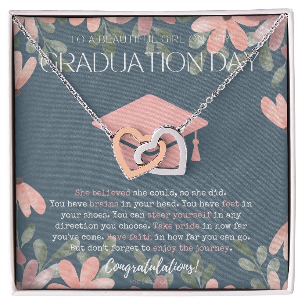 Graduation Gift Necklace For Daughter College Graduation Gift For Her High School Senior Graduation Mba Phd Master Class Of 2021 Interlocking Hearts Necklace
