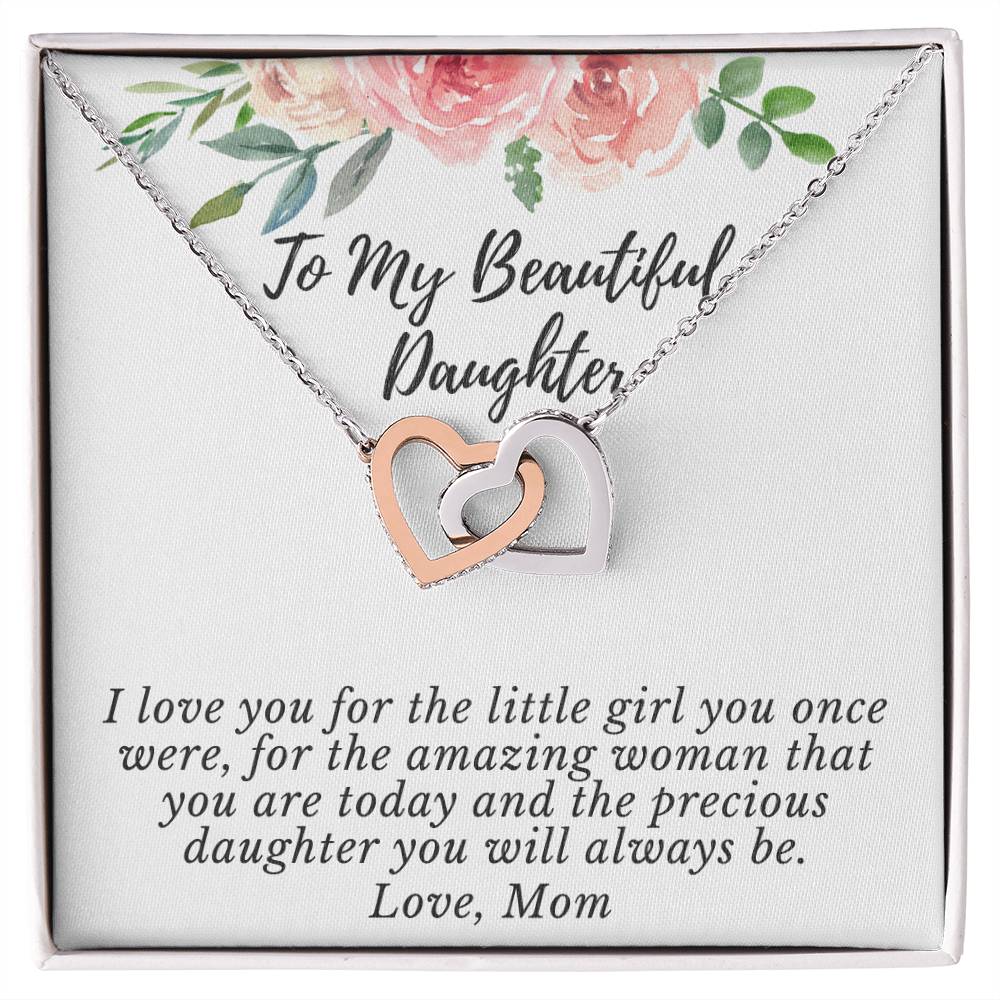 I Love You For The Precious Daughter You Will Always Be Necklace Interlocking Hearts Necklace