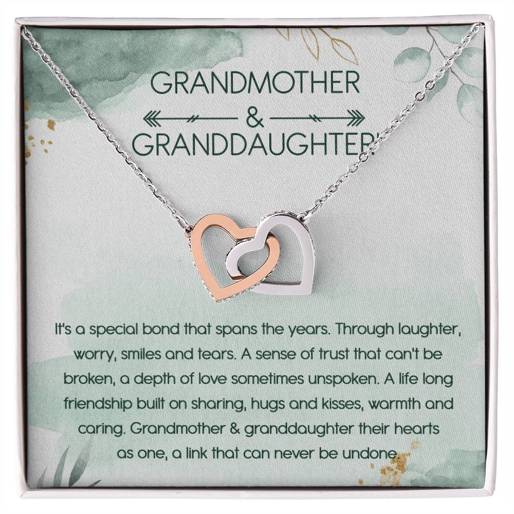 Grandmother & Granddaughter Interlocking Hearts Necklace Message Card