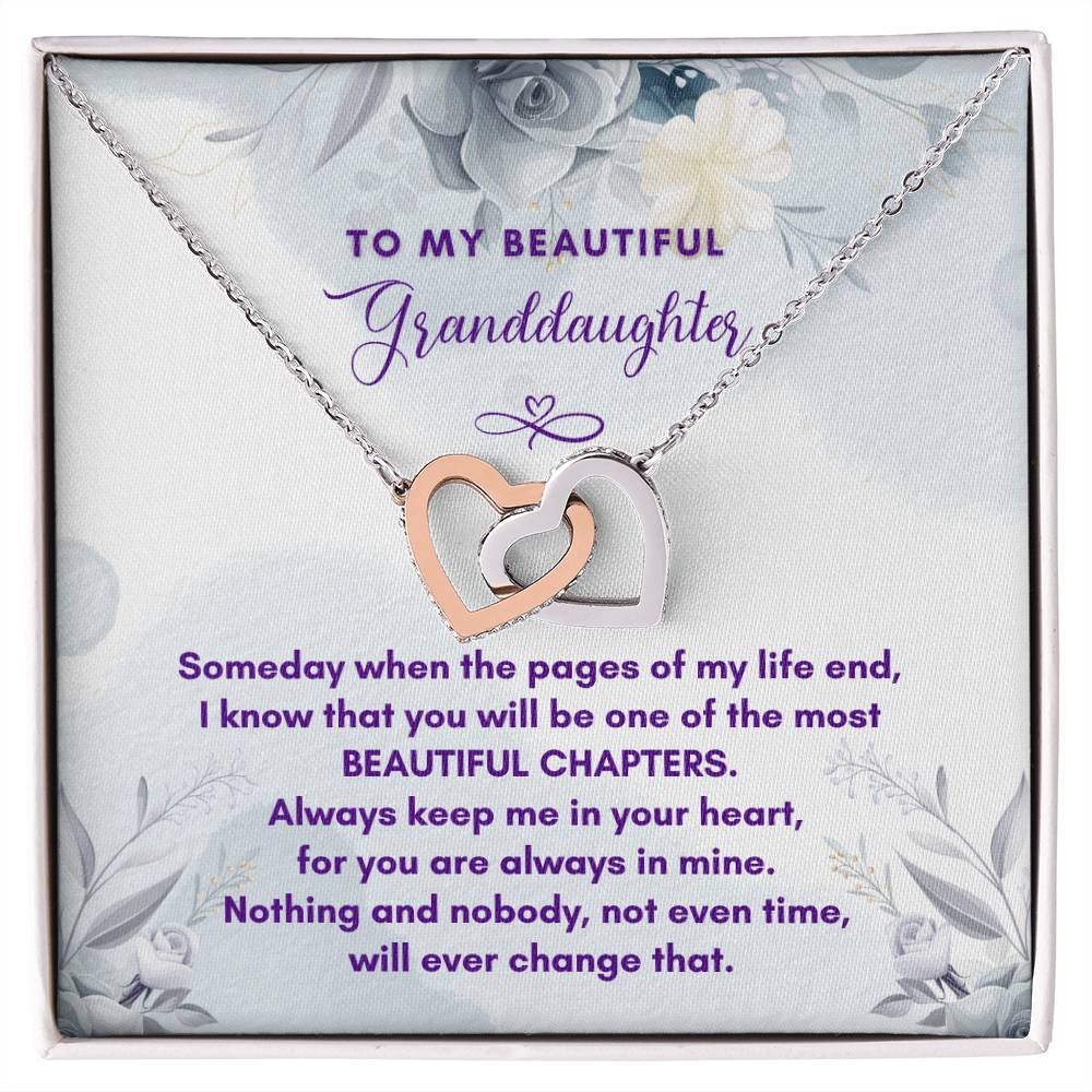 Granddaughter Most Beautiful Chapters Interlocking Hearts Necklace