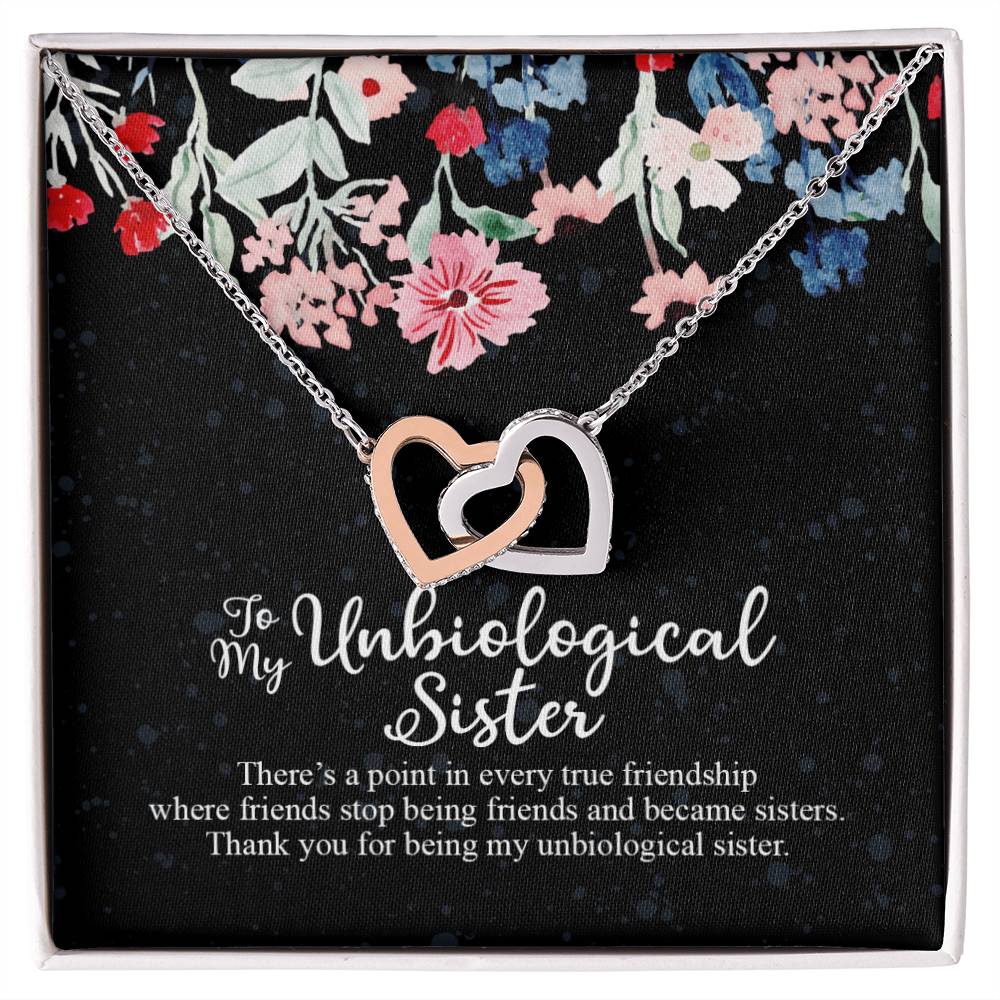 To My Unbiological Sister Interlocking Hearts Necklace
