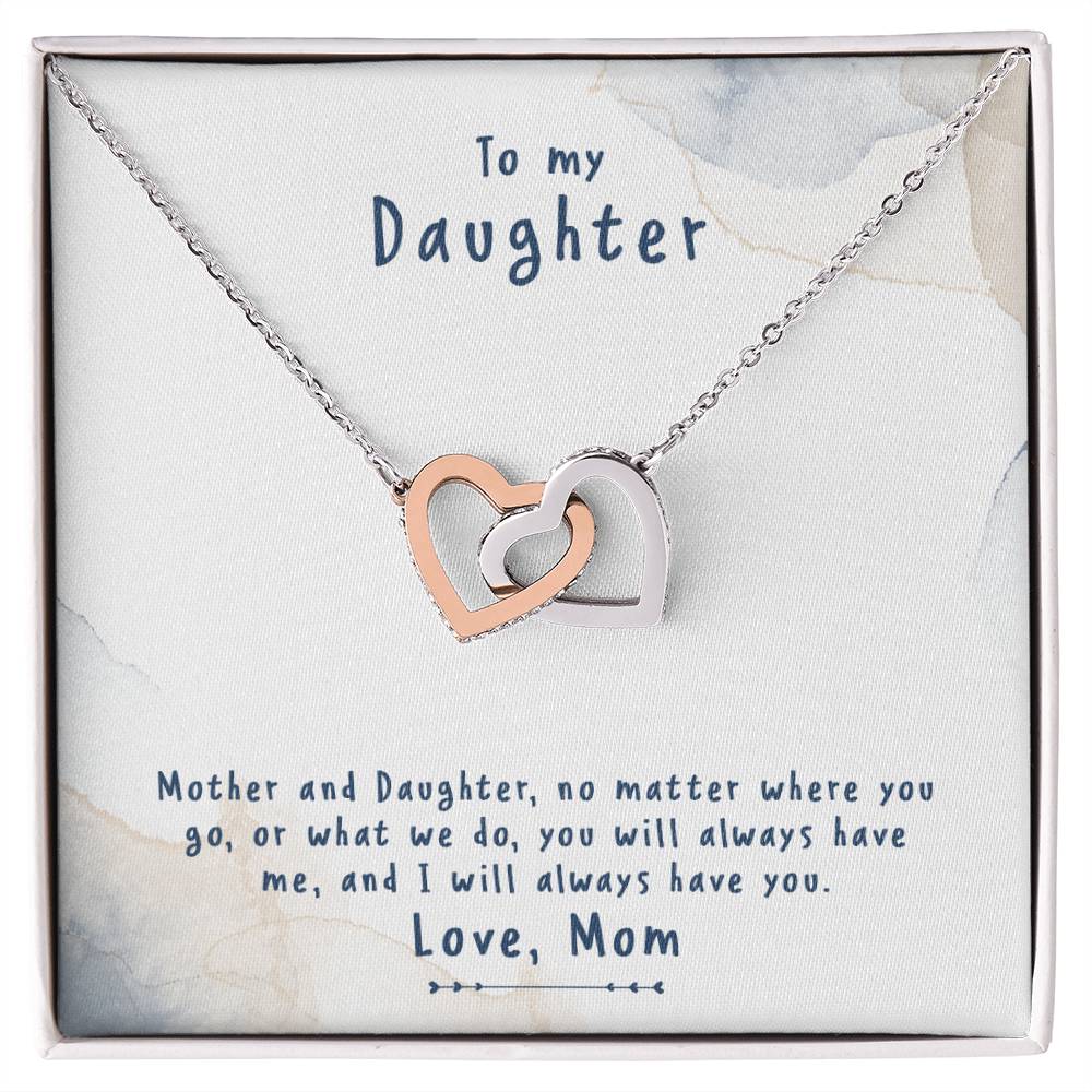 To My Daughter Necklace From Mom Interlocking Hearts Necklace