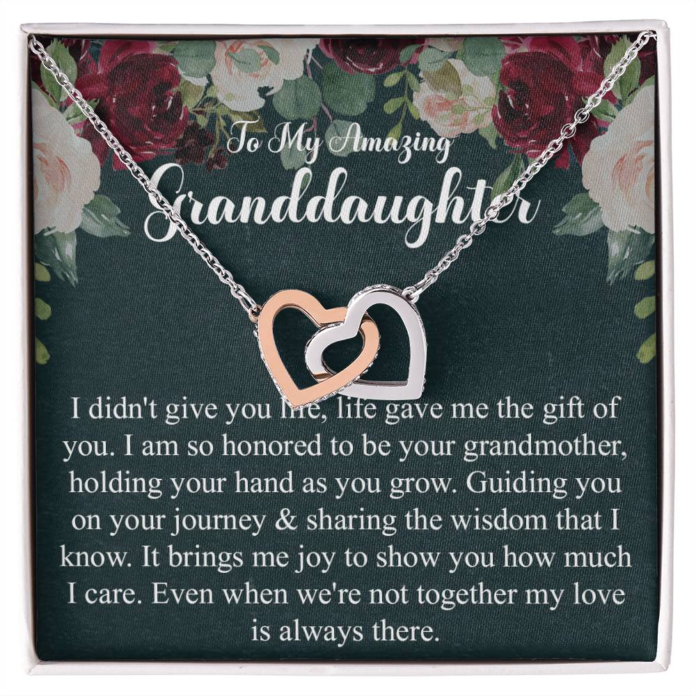 To My Granddaughter Gift From Grandmother Grandma And Granddaughter Necklace Granddaughter Birthday Gift Interlocking Hearts Necklace
