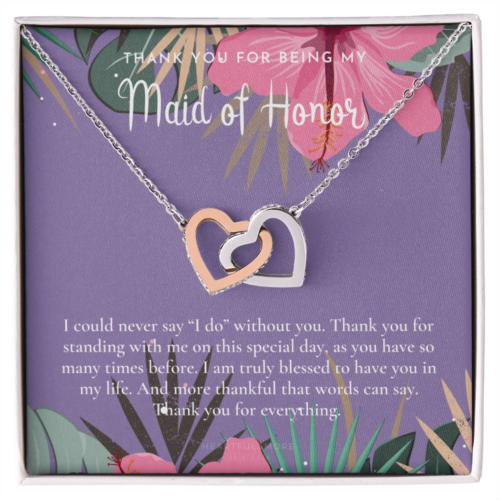 Maid Of Honor Thank You Gift From Bride Bridesmaid Gift Maid Of Honor Gift Necklace Matron Of Honor Gift Thank You Gift From Bride Interlocking Hearts Necklace