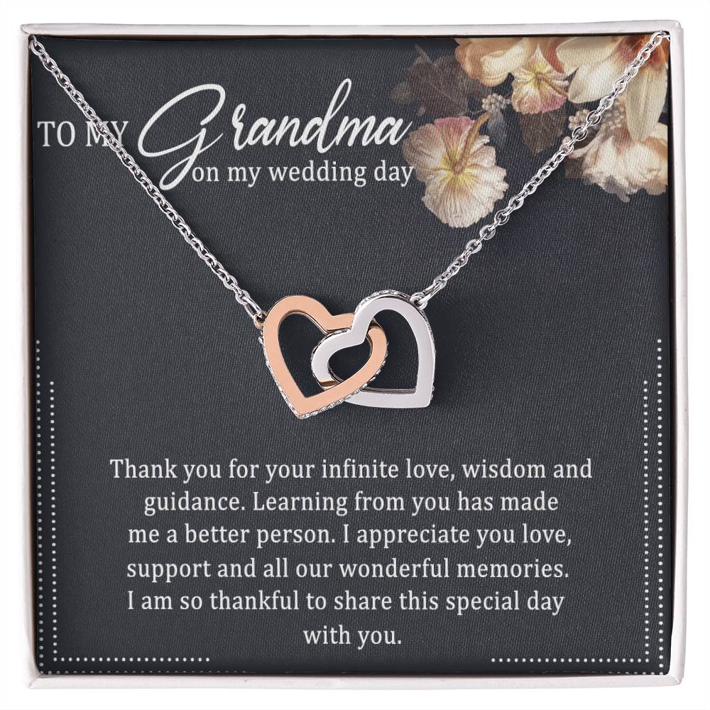 To My Grandma Interlocking Hearts Necklace Message Card