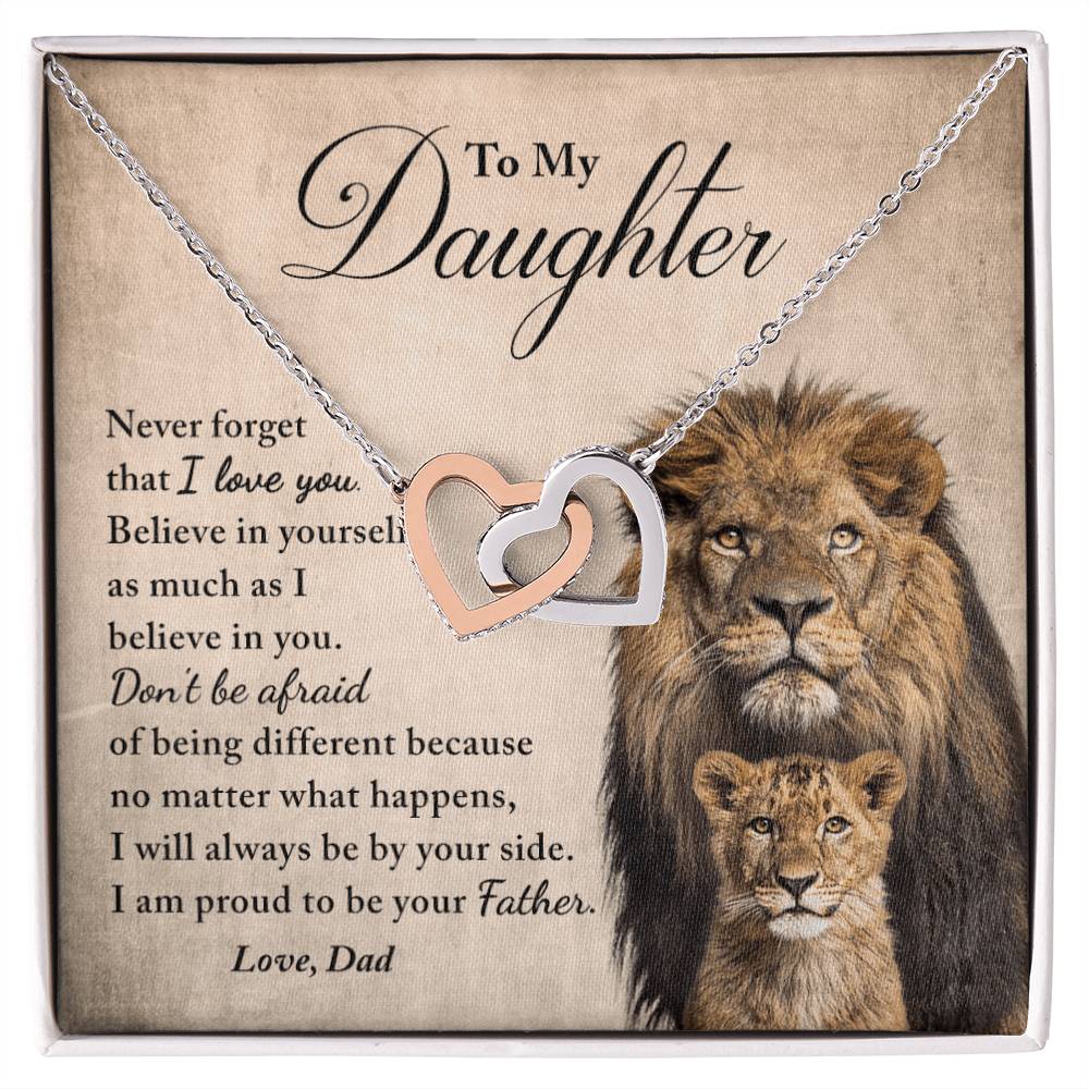 My Daughter - Believe In Yourself - Necklace Interlocking Hearts Necklace