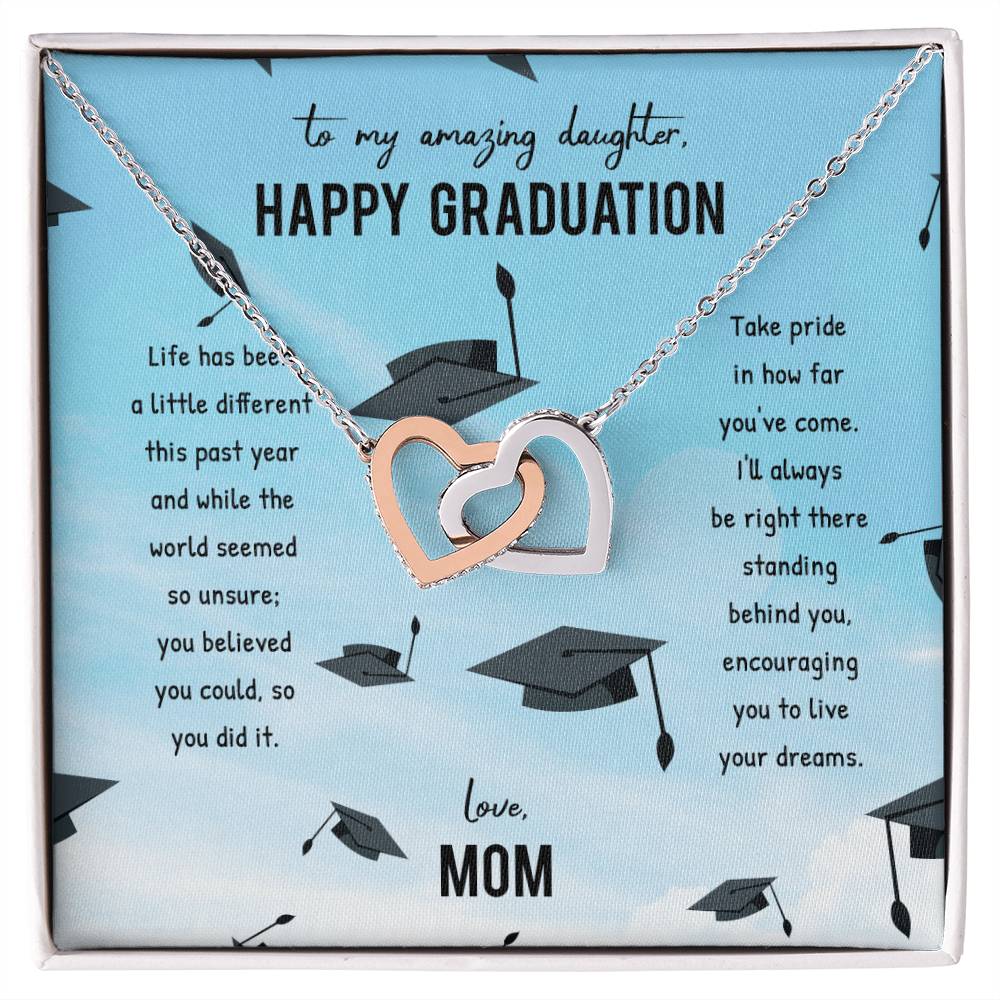 Graduation Gift For Daughter Single Pearl Necklace Personalized Graduation Jewelry For College Senior Graduation Graduation Gift For Her Interlocking Hearts Necklace
