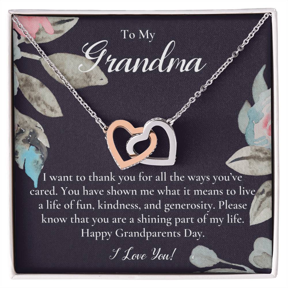 Gift For Grandma Necklace Grandmother Birthday Gift From Granddaughtergrandson To My Grandma Necklace Gift Grandmother Gift Grandparents Day Gift Interlocking Hearts Necklace
