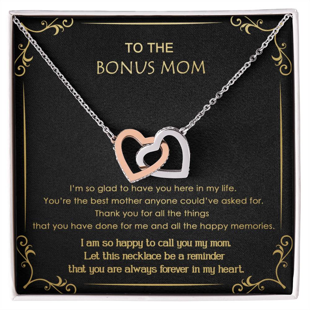 Gift For Bonus Mom - Glad To Have You - Interlocking Interlocking Hearts Necklace