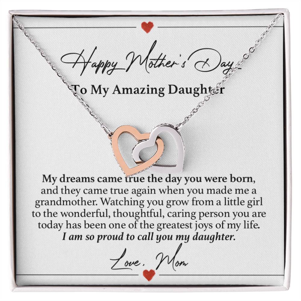 To My Daughter Mother'S Day Gift Necklace Interlocking Hearts Necklace