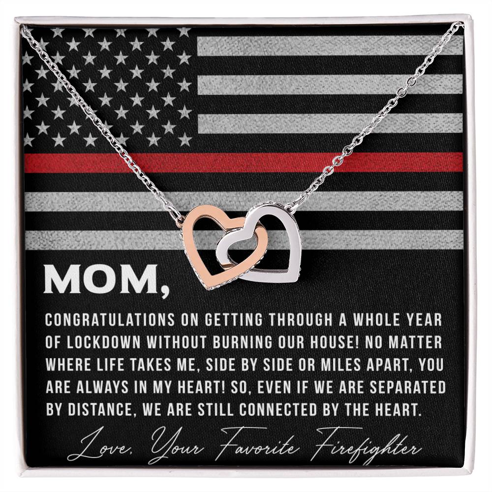 To My Mom From Favorite Firefighter - Necklace Interlocking Hearts Necklace