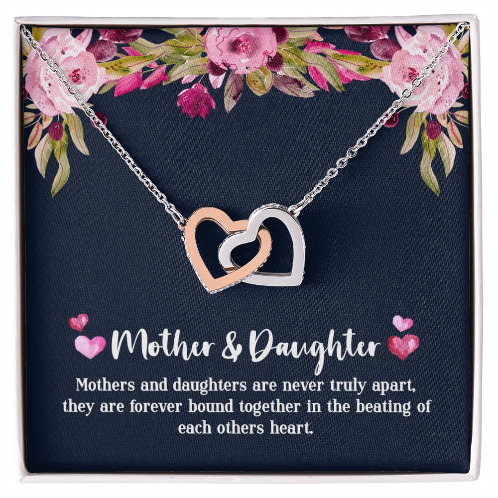 Mother & Daughter - Never Truly Apart Interlocking Hearts Necklace