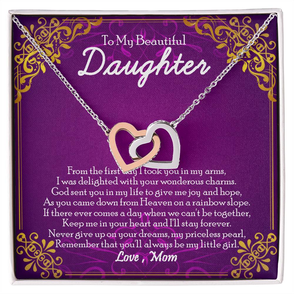 Interlocking Heart Necklace Gift For Daughter From Mom To My Daughter Daughter Mother Necklace Daughter Birthday Gift Interlocking Hearts Necklace