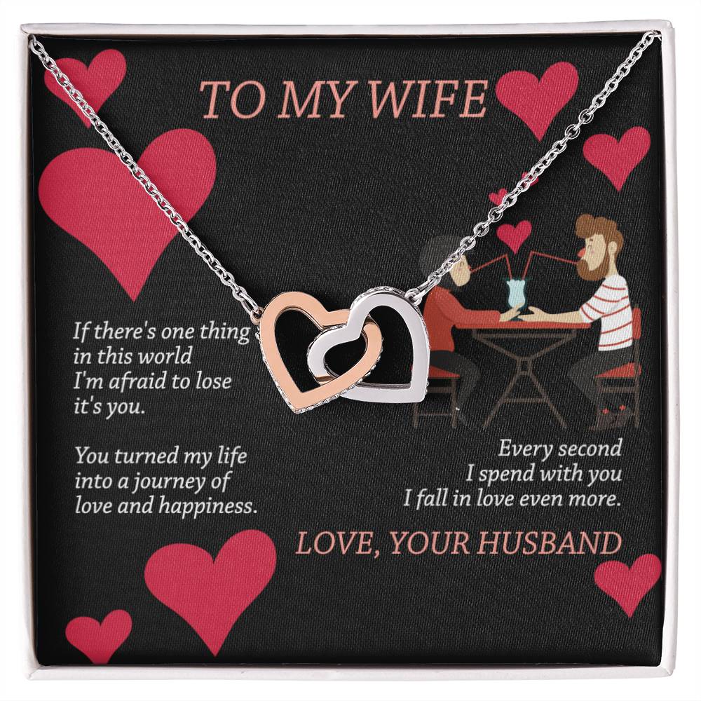 To My Wife - Interlocking Heart Necklace Interlocking Hearts Necklace