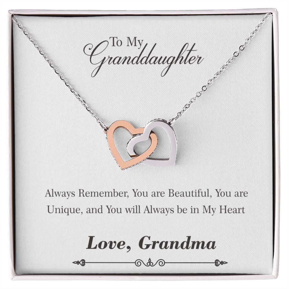 To My Granddaughter Necklace From Grandma Interlocking Hearts Necklace