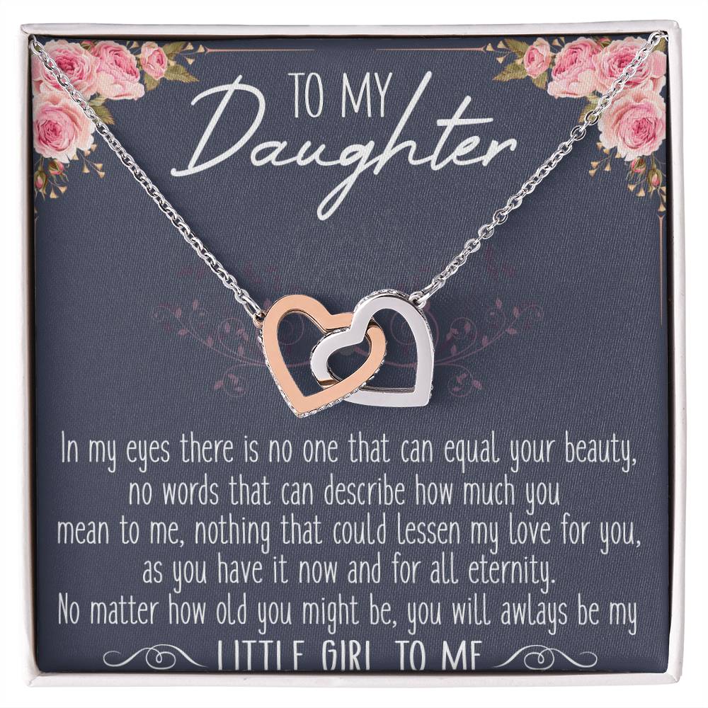 To My Daughter Interlocking Hearts Necklace Message Card
