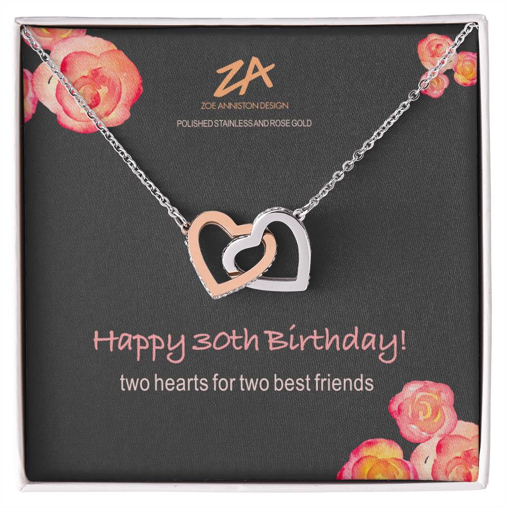 Happy 30Th Birthday! Interlocking Hearts Necklace