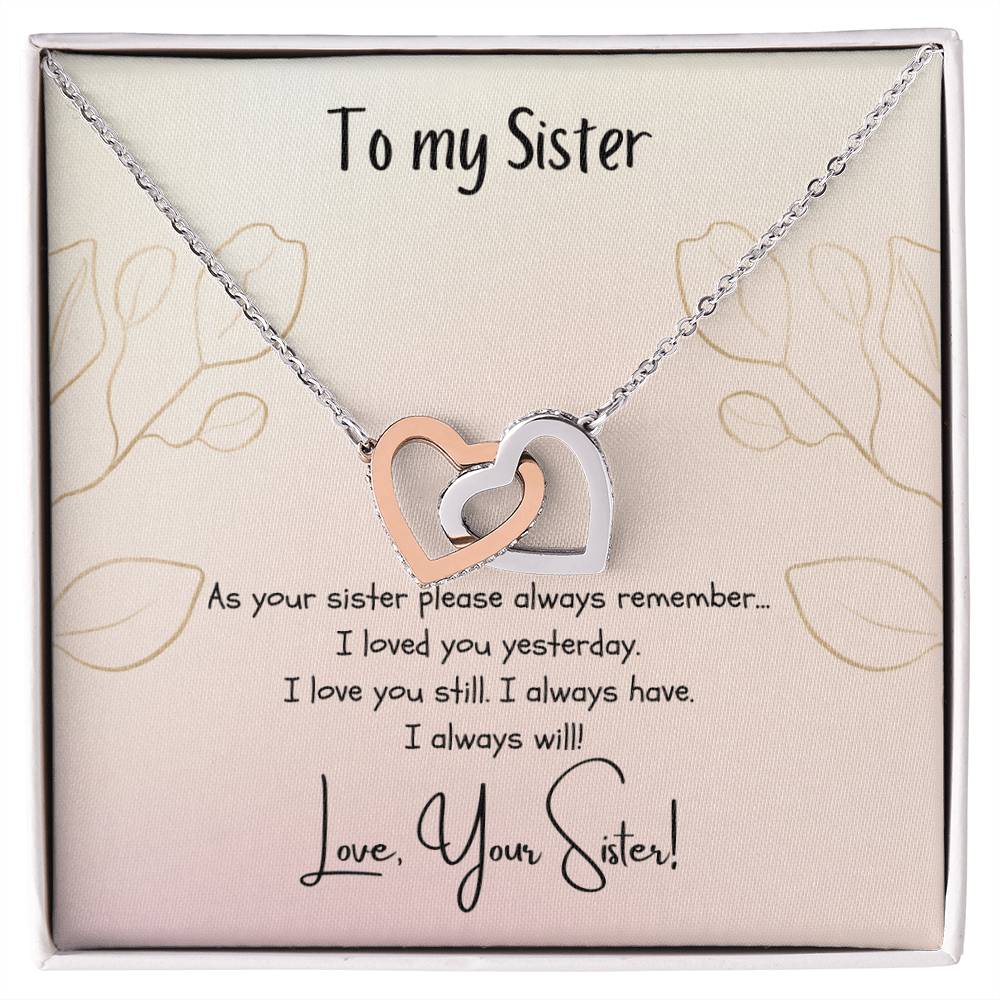 To My Sister Interlocking Hearts Necklace
