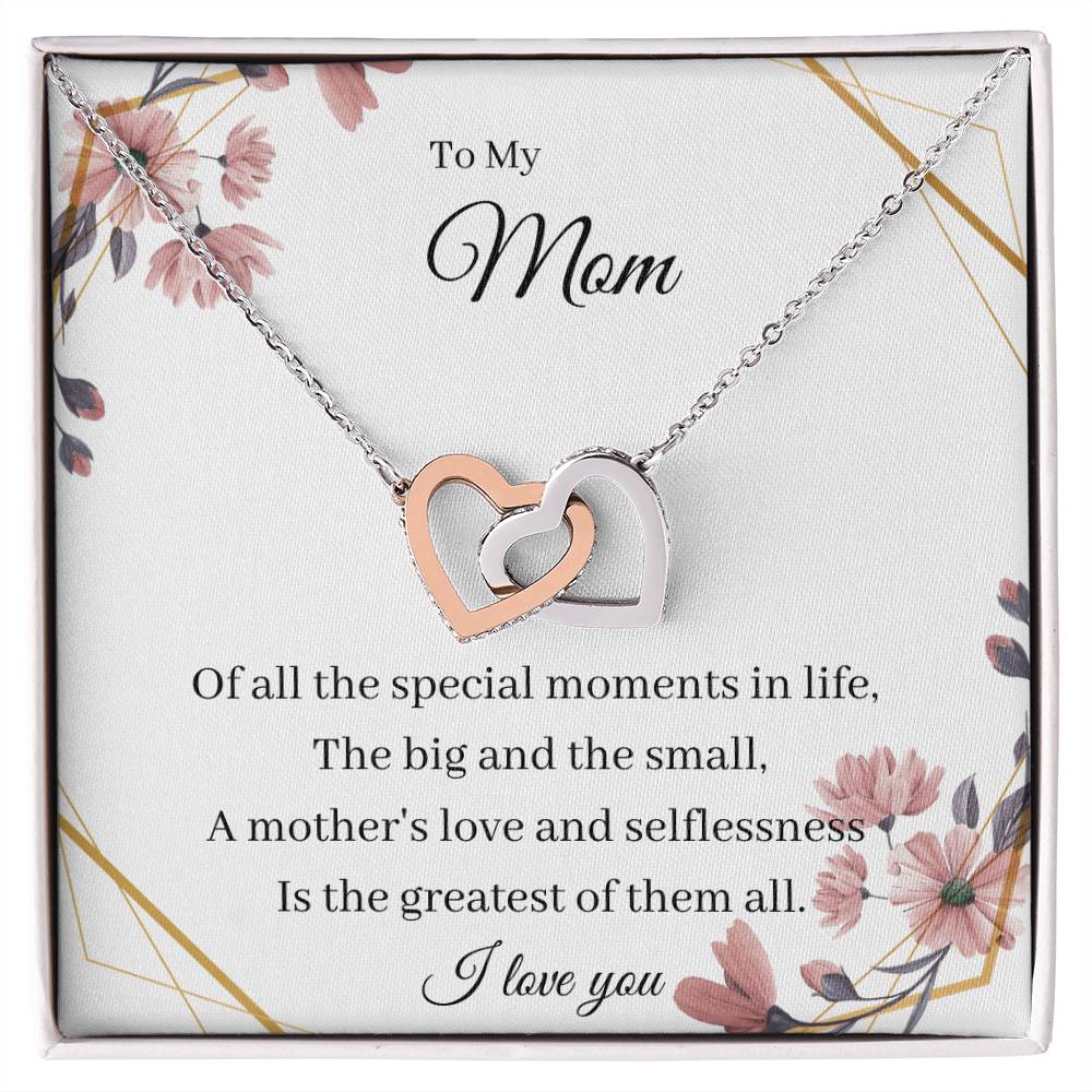 To My Mom From Son Daughter Gift Anniversary Graduation Mothers Day Birthday Interlocking Hearts Necklace