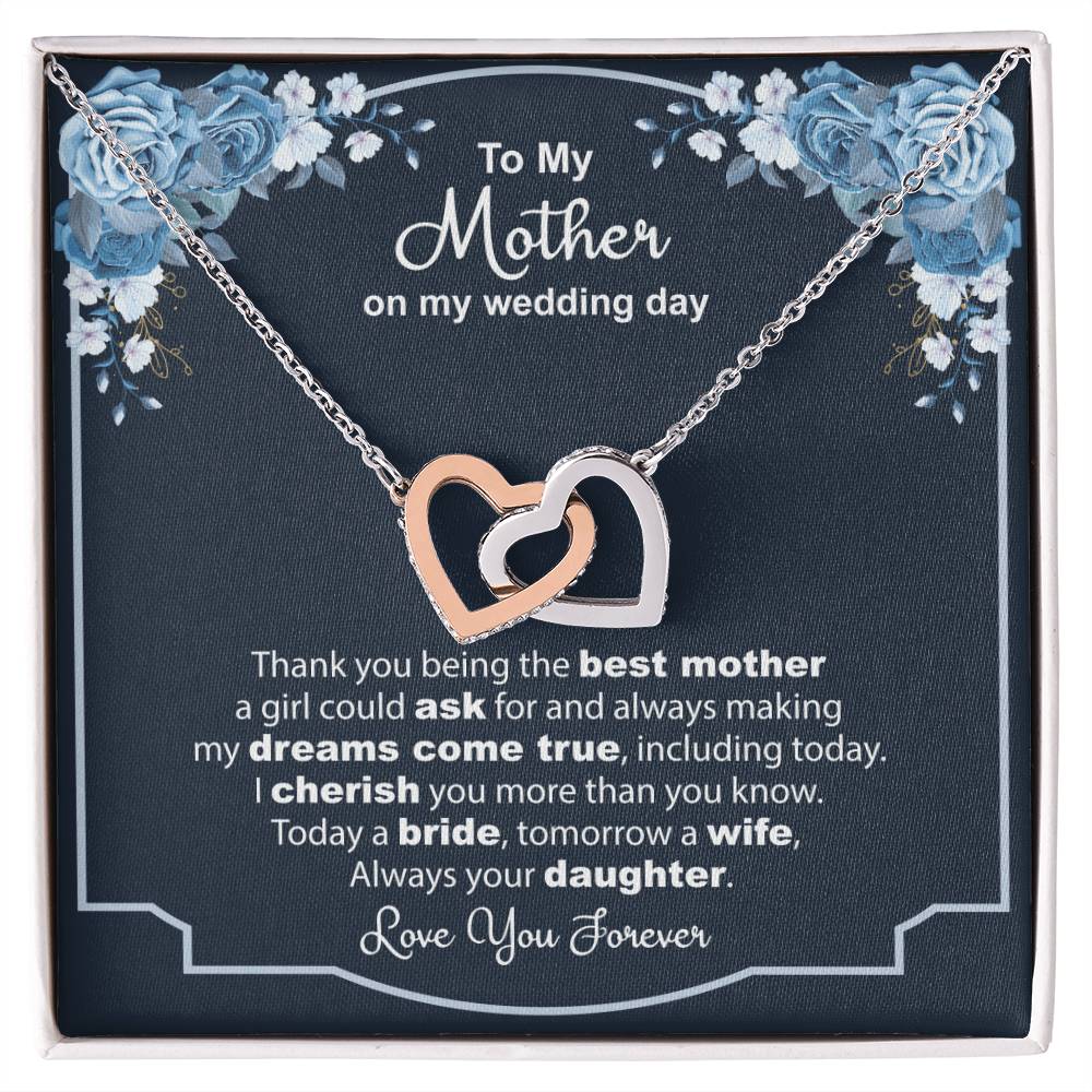 To My Mother On My Wedding Day - Thank You - Necklace Interlocking Hearts Necklace